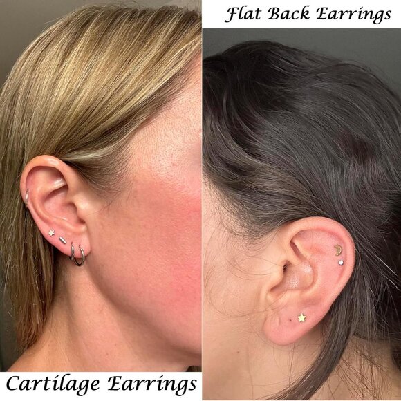 Hypoallergenic Surgical Steel Multiple Piercing Earring Set Silver Gold Black - Picture 5 of 6